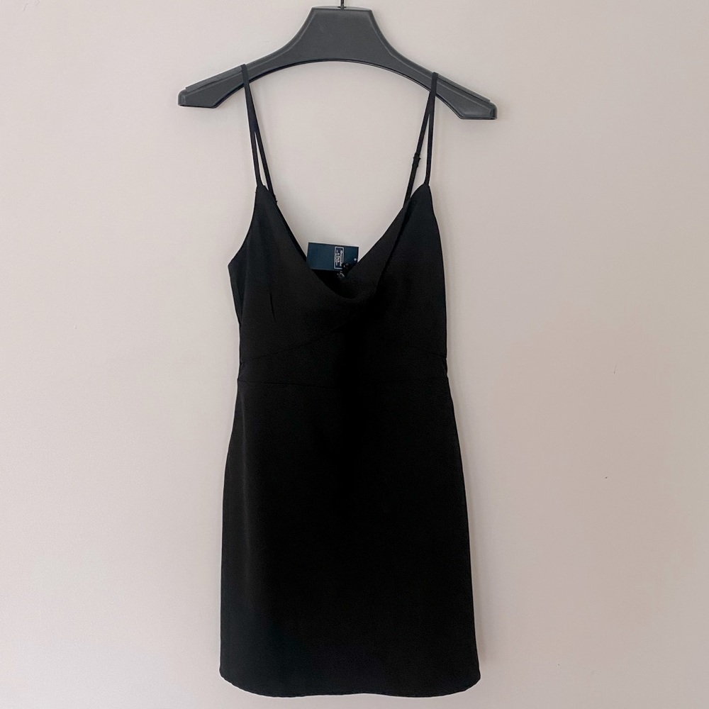 NWT Abercrombie Black Mini Dress Twist Front Peep Hole